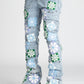 Guapi Aqua Blue Flowers Denim Jeans