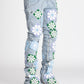 Guapi Aqua Blue Flowers Denim Jeans