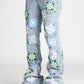 Guapi Aqua Blue Flowers Denim Jeans