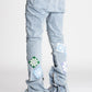 Guapi Aqua Blue Flowers Denim Jeans