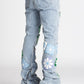 Guapi Aqua Blue Flowers Denim Jeans