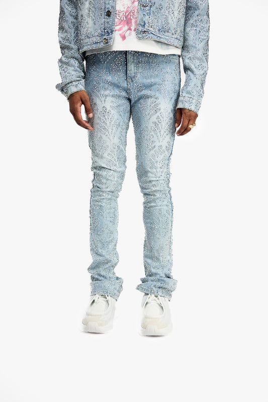 Guapi Aqua Blue Embellished Denim V2 Jeans