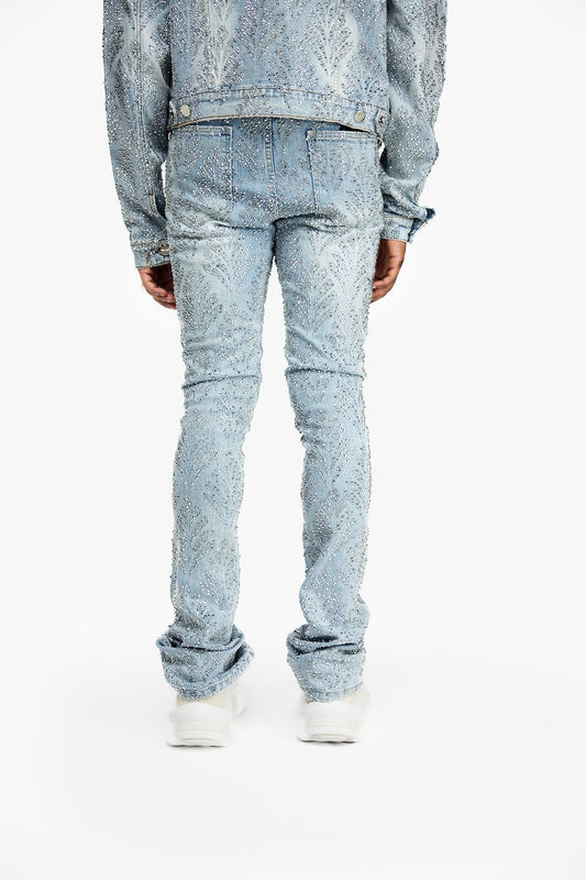 Guapi Aqua Blue Embellished Denim V2 Jeans