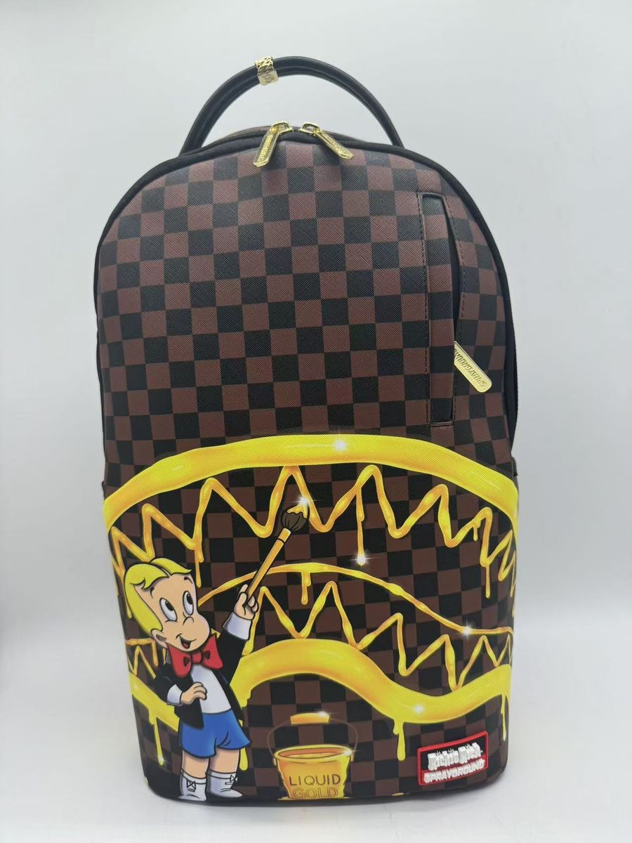 louis vuitton bape backpack sprayground Spray Ground RICHIE RICH GOLD SHARKMOUTH DLXSV BACKPACK – Viper Soles