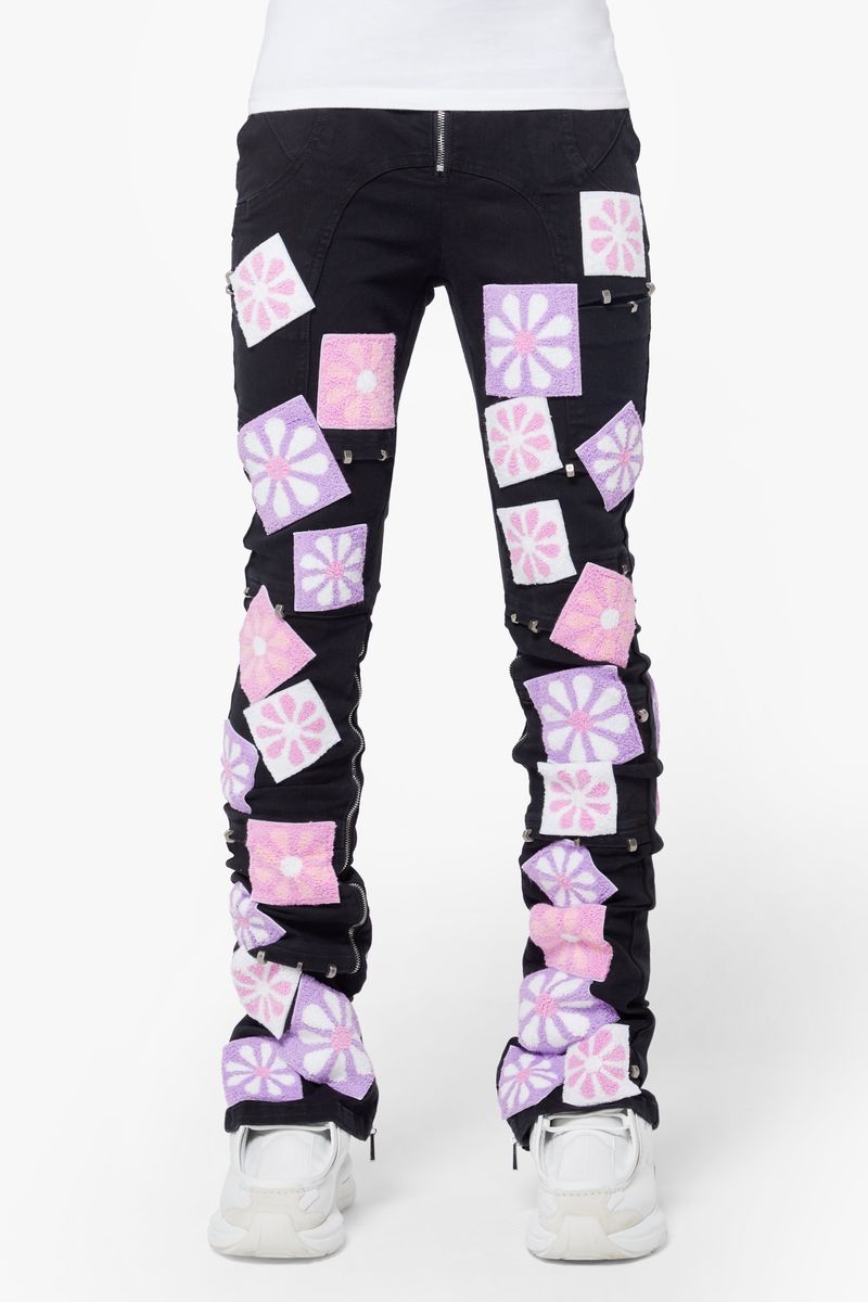 Guapi Obsidian Black Flowers Denim V2 Jeans