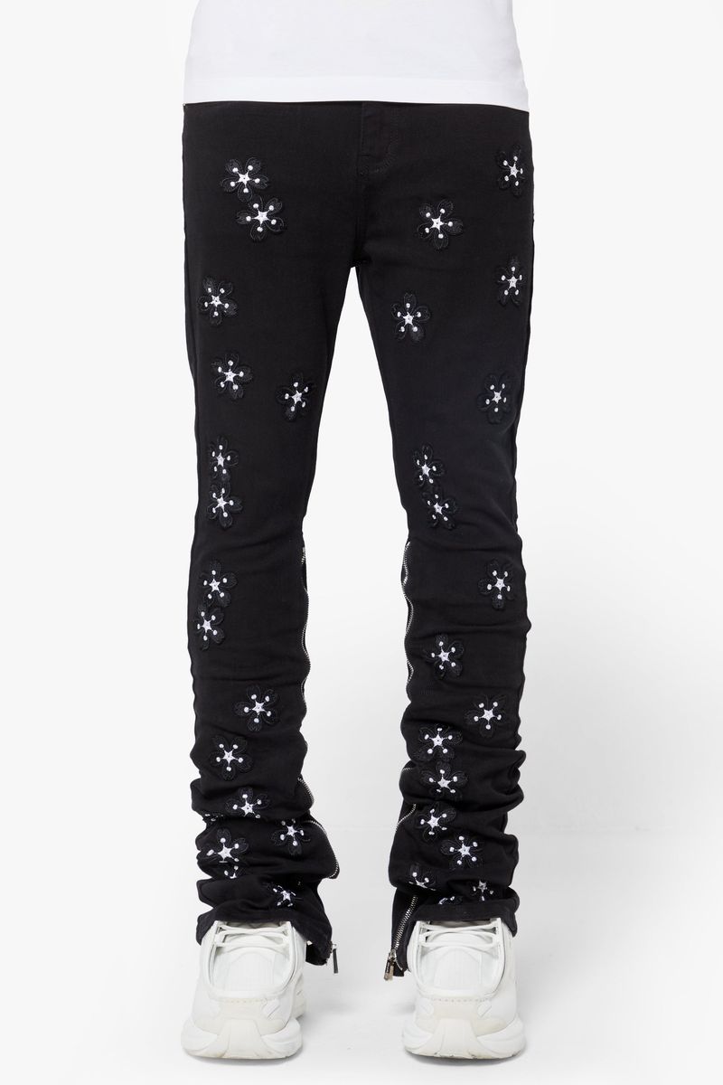 Guapi Obsidian Black Blossom Denim Jeans