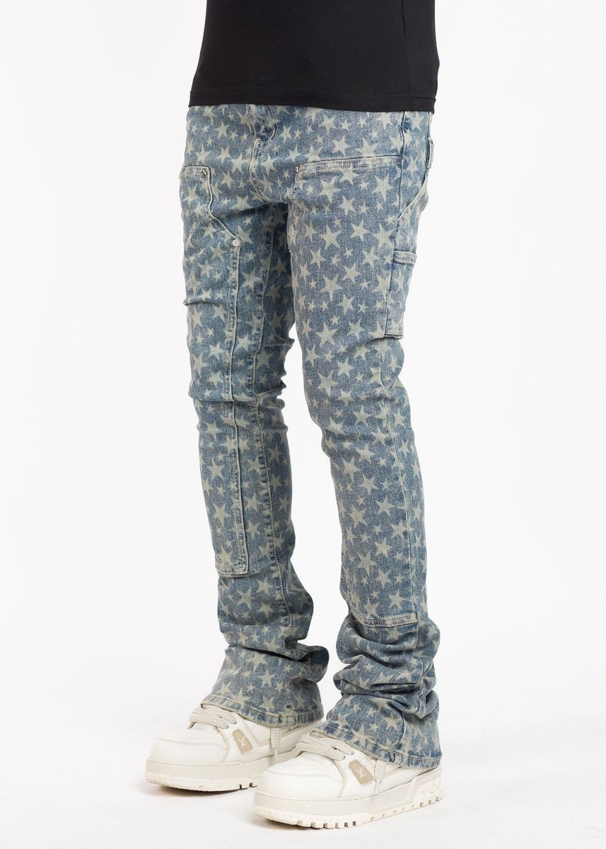 Guapi Vintage Blue Laser Stars Denim Jeans