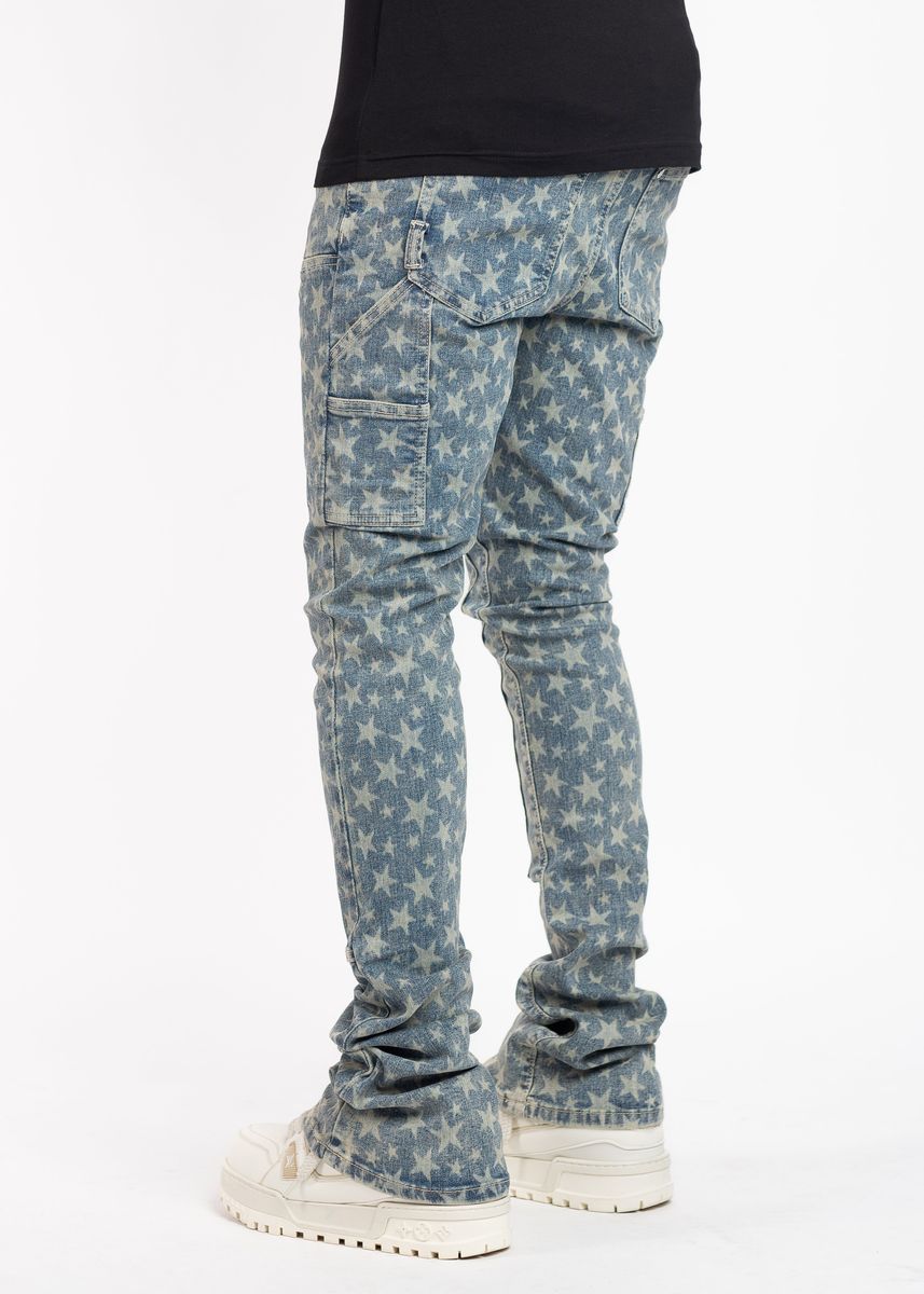 Guapi Vintage Blue Laser Stars Denim Jeans