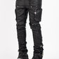 Guapi All Black Monogram Embellished Denim Jeans