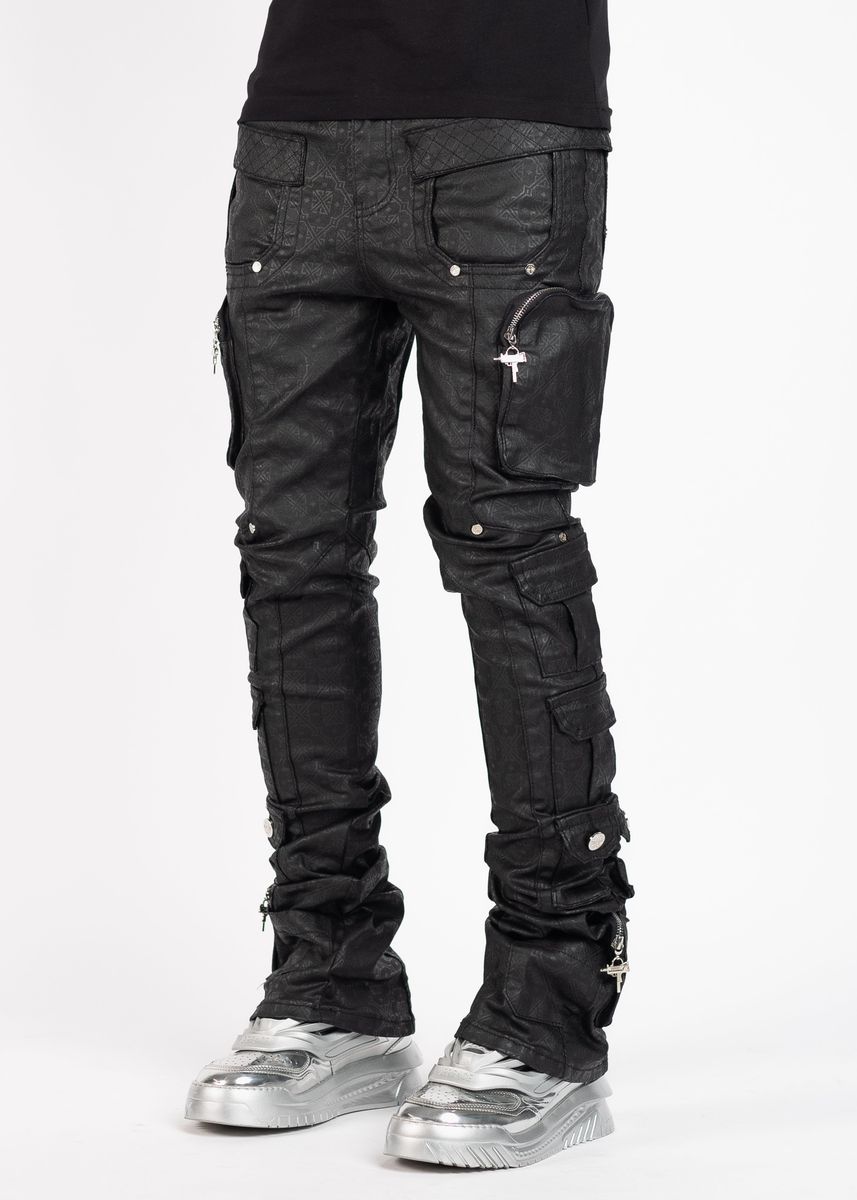 Guapi All Black Monogram Embellished Denim Jeans