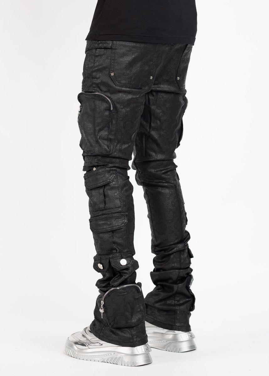 Guapi All Black Monogram Embellished Denim Jeans