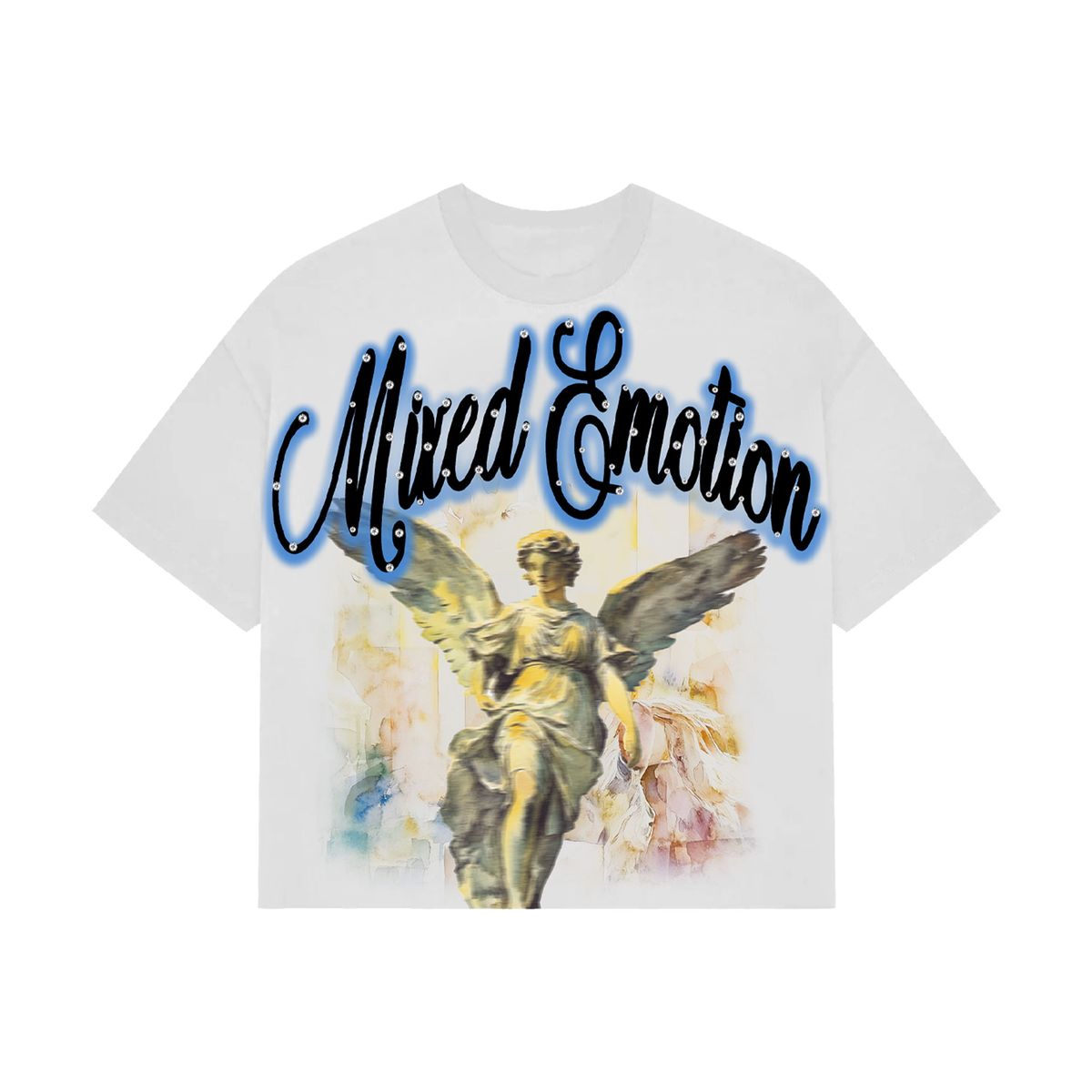Mixed Emotion White 'Statue' Cropped Tee