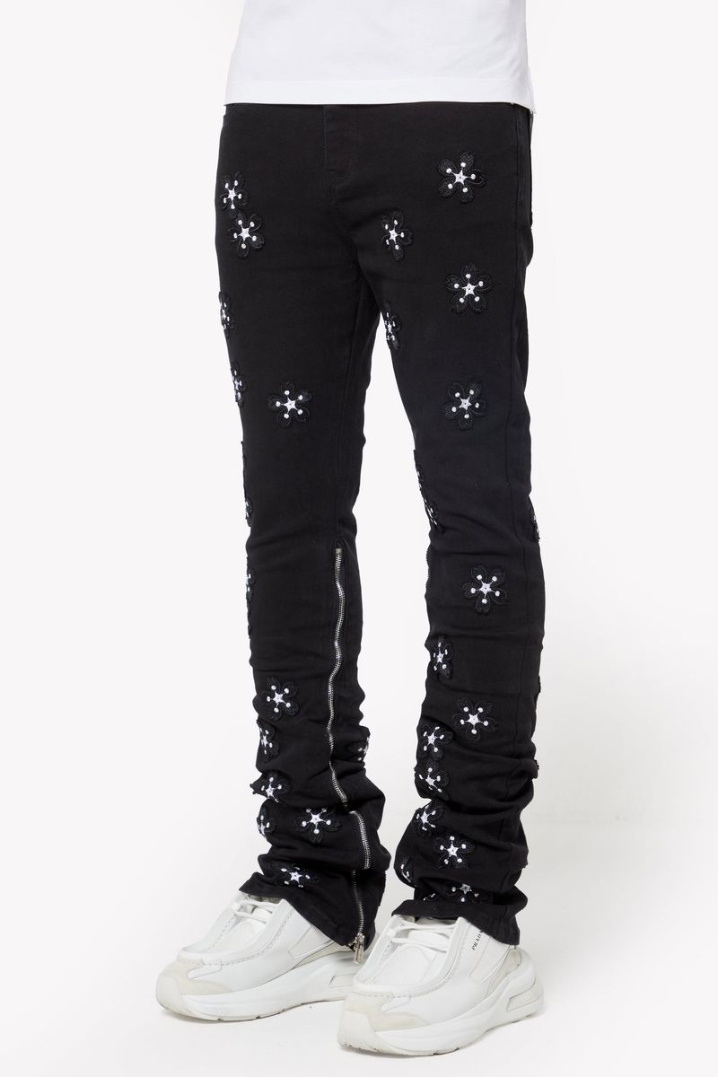 Guapi Obsidian Black Blossom Denim Jeans