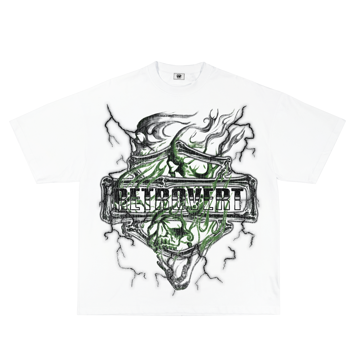 RetroVert GREEN SKULL T-SHIRT