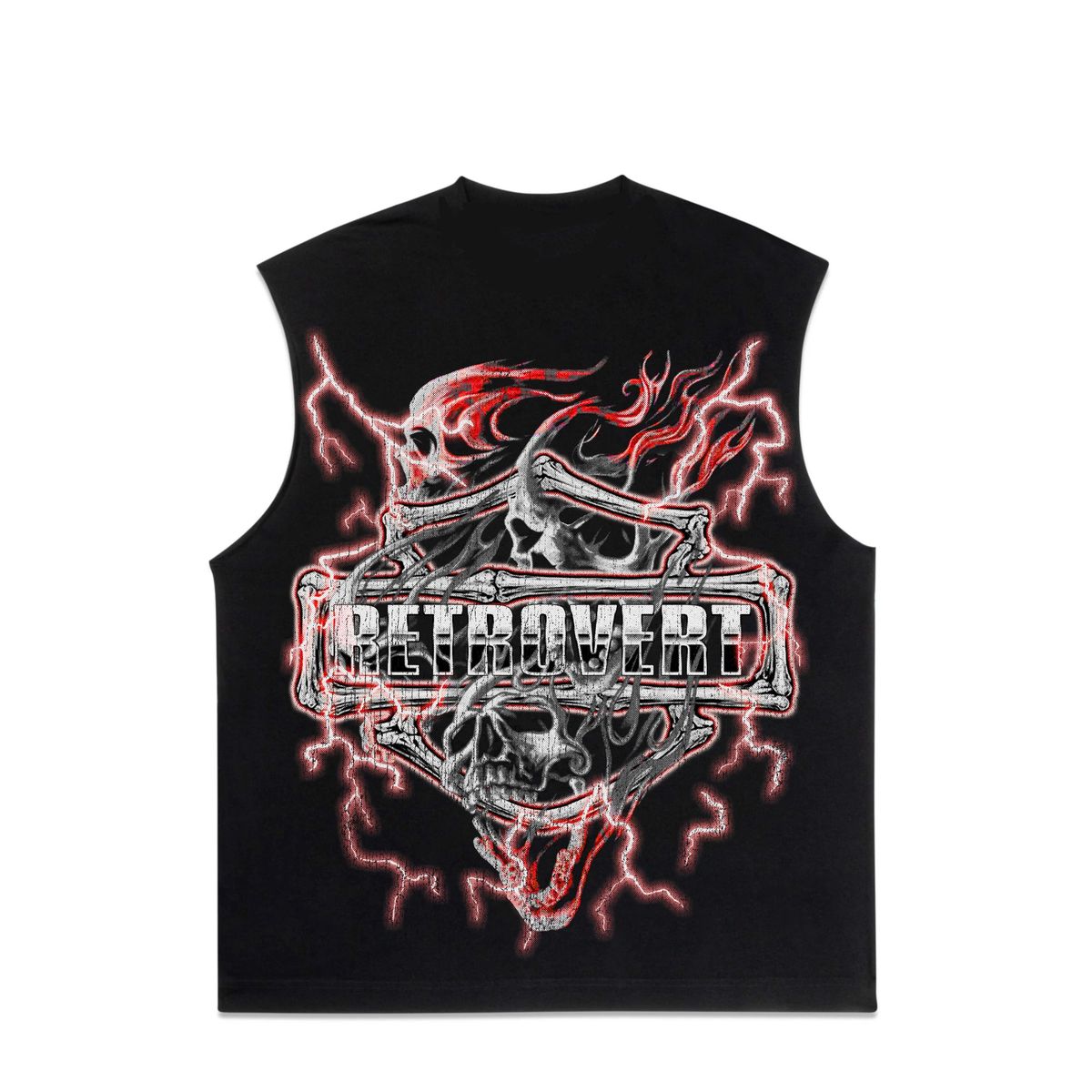 RetroVert FLAMING SKULL CUT-OFF SHIRT