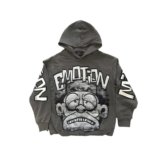 Mixed Emotion Grey 'Monster' Cropped Hoodie