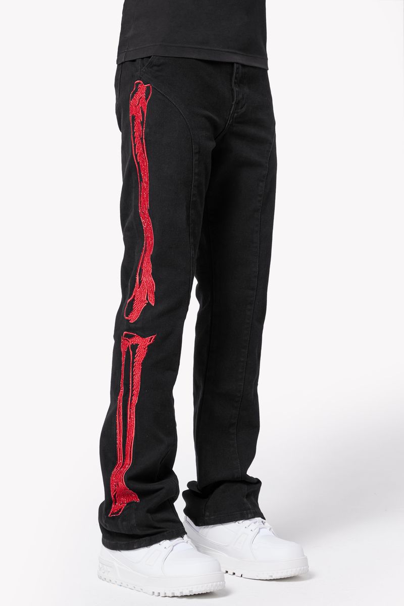 Guapi Obsidian Black Skeleton Flared Denim V2 Jeans