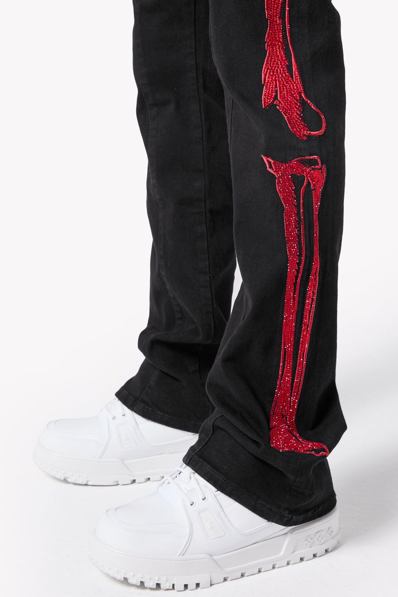Guapi Obsidian Black Skeleton Flared Denim V2 Jeans