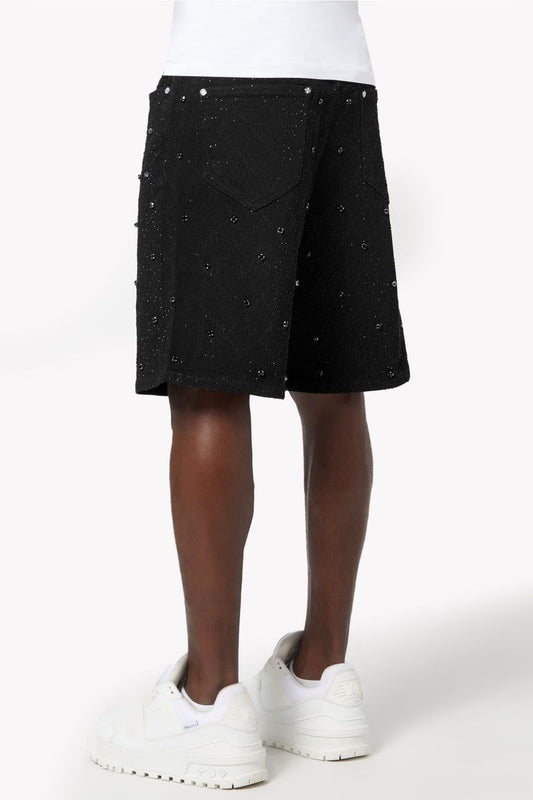 Guapi All Black Embellished Denim Shorts