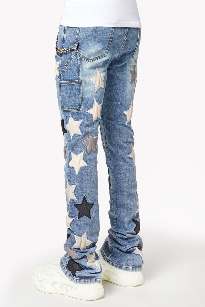 Guapi Aqua Blue Vintage Stars Denim Jeans