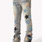 Guapi Powder Blue Vintage Stars Denim Jeans
