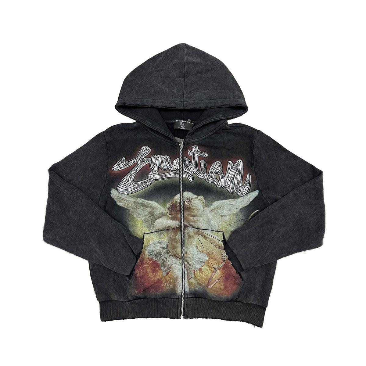 Mixed Emotion Acid Wash “Rhinestone“ Hoodie