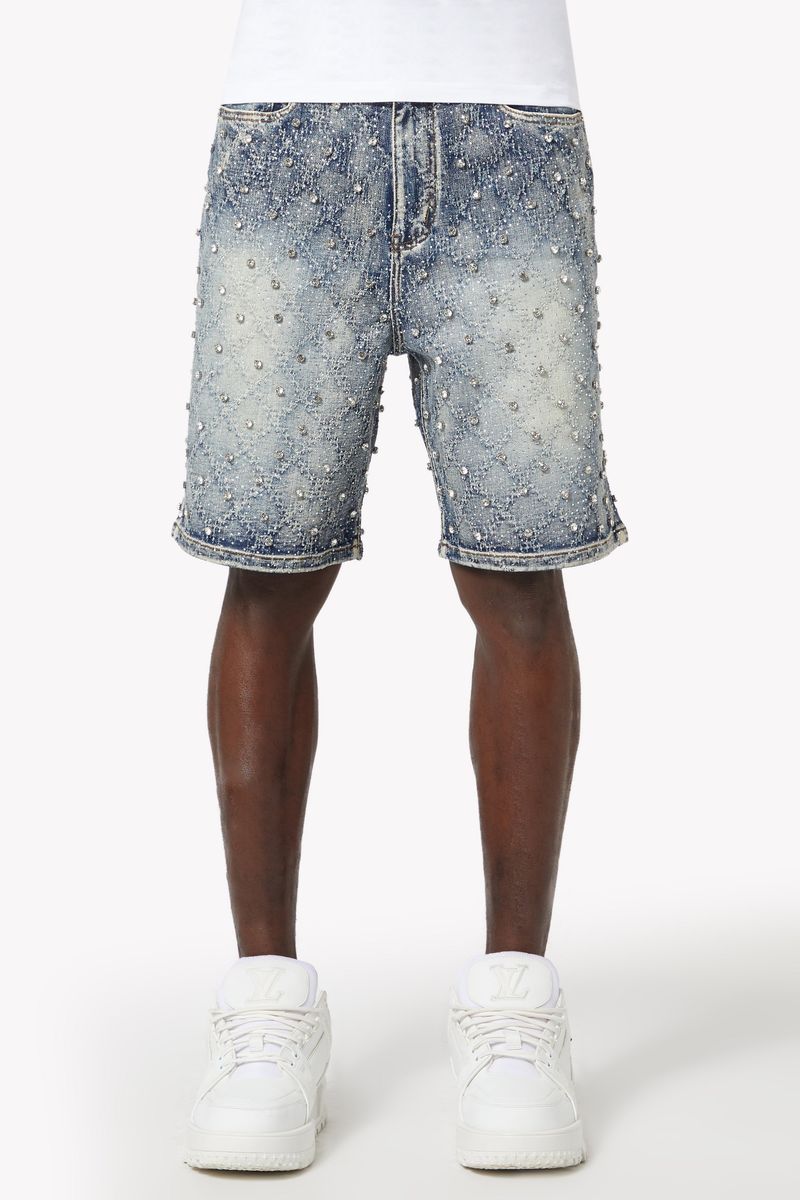 Guapi Aqua Blue Embellished Denim Shorts – Viper Soles