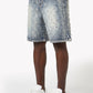 Guapi Aqua Blue Embellished Denim Shorts