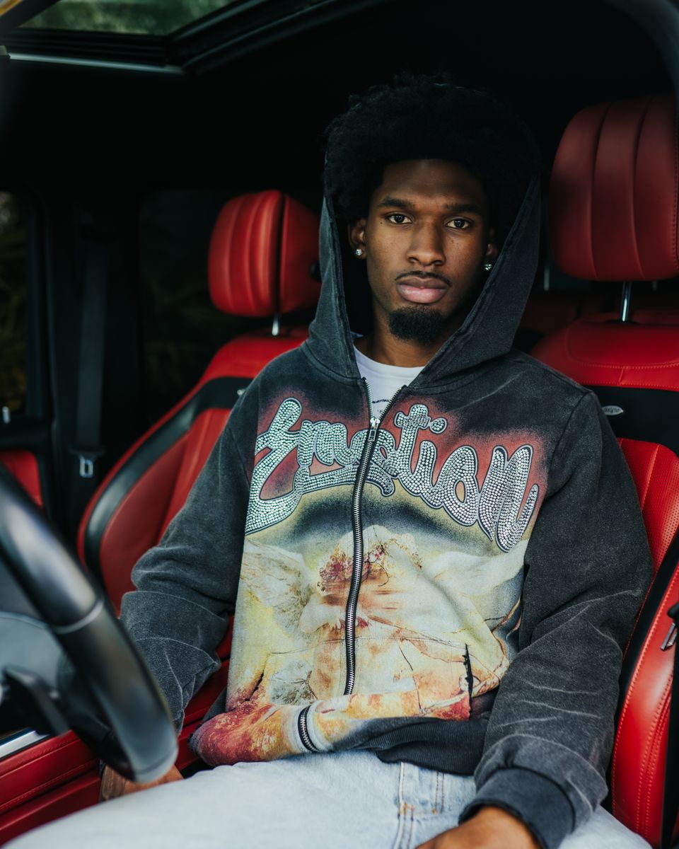 Mixed Emotion Acid Wash “Rhinestone“ Hoodie