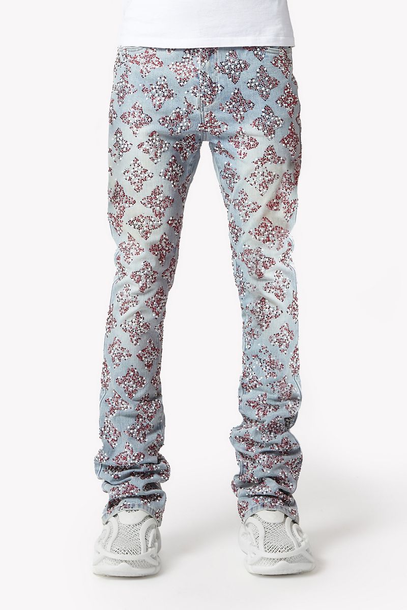 Guapi Aqua Blue Embellished Denim V3 Jeans