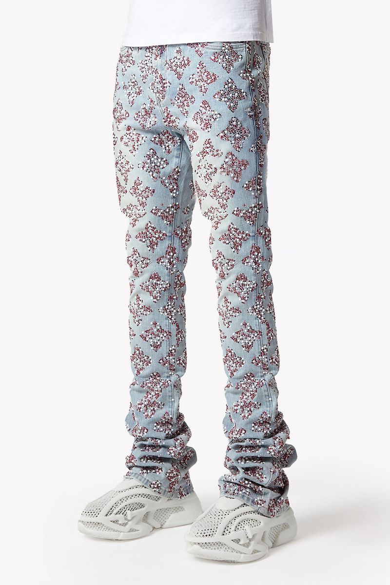 Guapi Aqua Blue Embellished Denim V3 Jeans