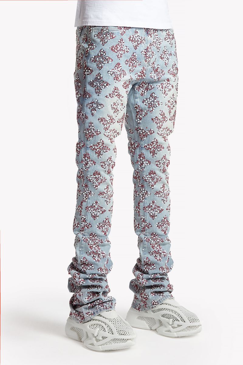 Guapi Aqua Blue Embellished Denim V3 Jeans