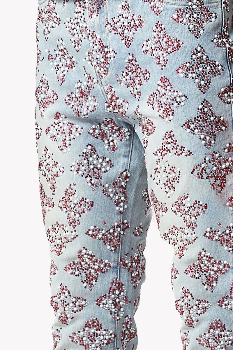 Guapi Aqua Blue Embellished Denim V3 Jeans