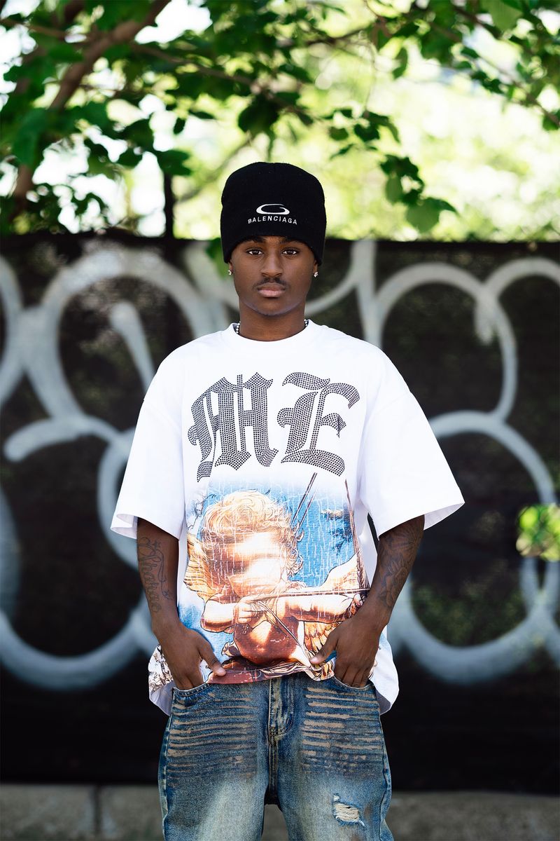 Mixed Emotion White Angel Rhinestone Tee