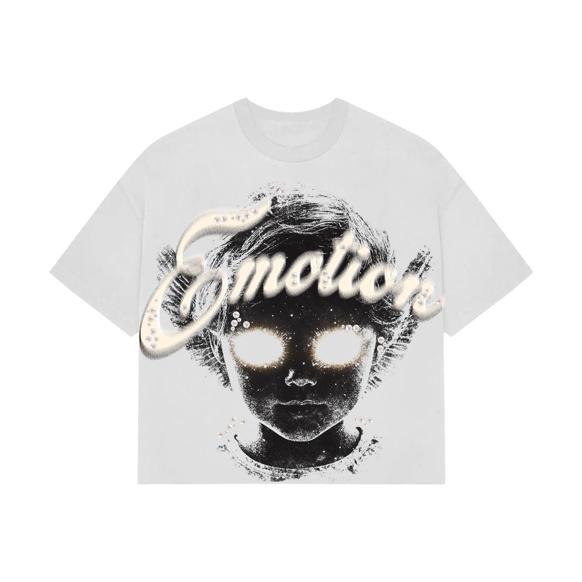 Mixed Emotion White “Pearl” Cropped Tee