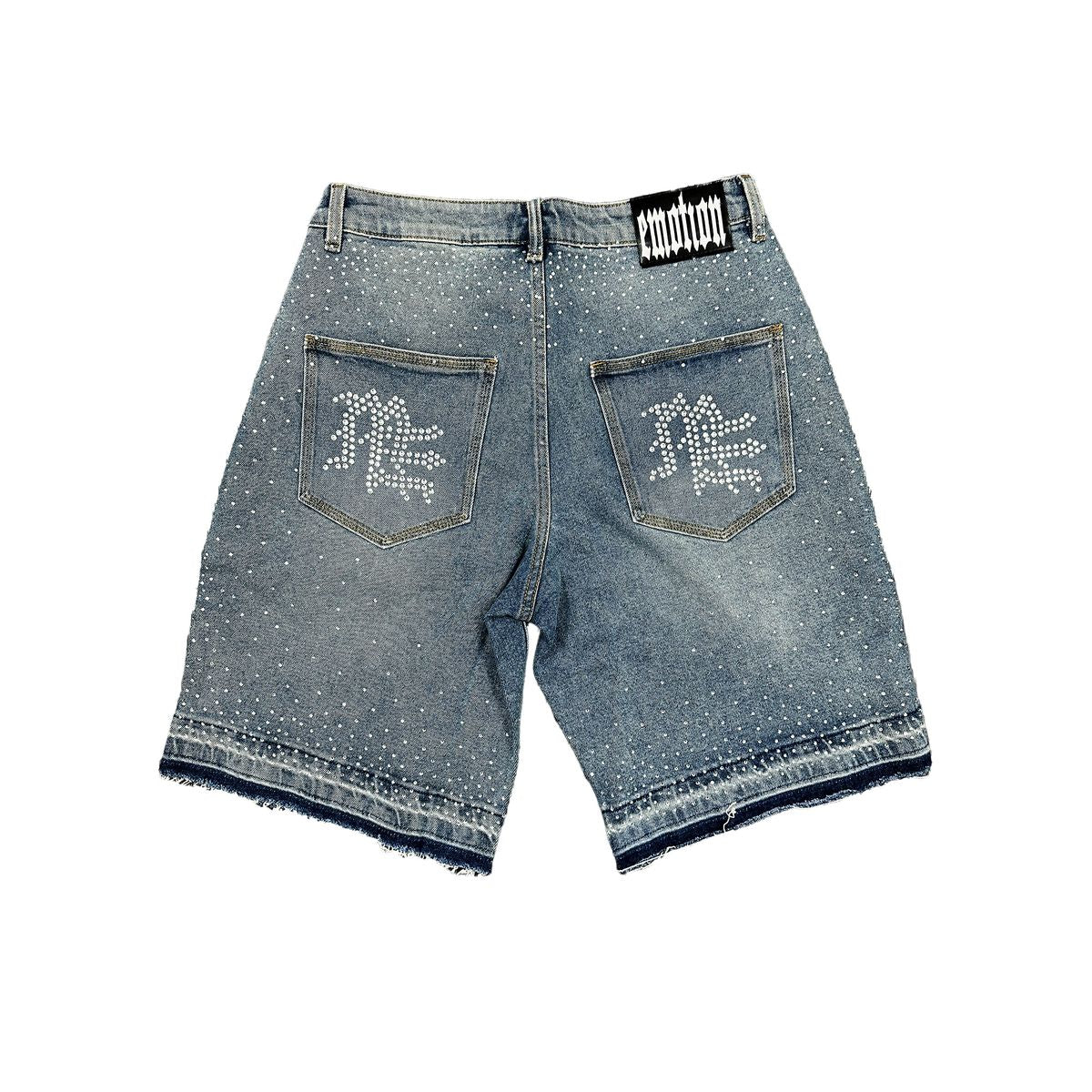 Mixed Emotion 'ME' Rhinestone Blue Denim Shorts