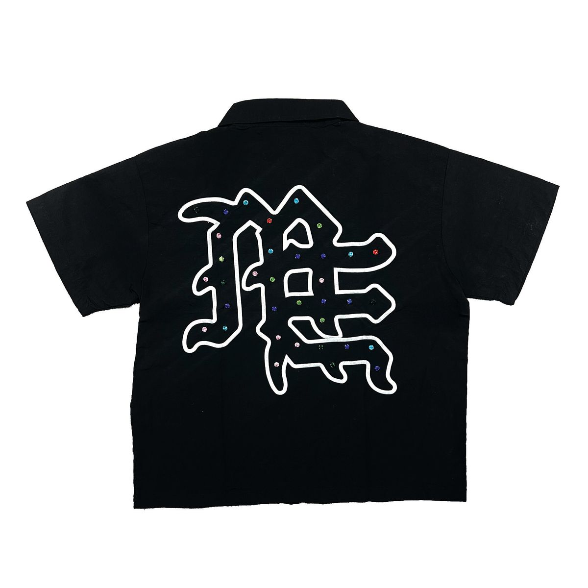 Mixed Emotion  ME Rhinestone Nylon Zip Up Shirt