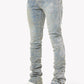 Guapi Vintage Blue Distressed Cross Denim Jeans