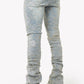 Guapi Vintage Blue Distressed Cross Denim Jeans