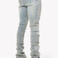 Guapi Vintage Blue Distressed Cross Denim Jeans