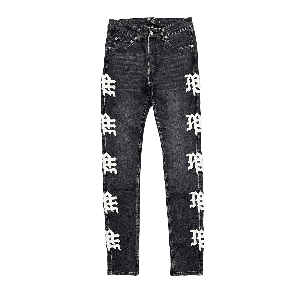 Mixed Emotion Monogram Denim Black Wash Jeans