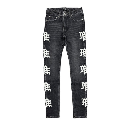 Mixed Emotion Monogram Denim Black Wash Jeans
