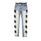Mixed Emotion  Monogram Denim Light Blue Wash Jeans