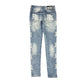 Mixed Emotion Monogram Denim Blue Wash Jeans