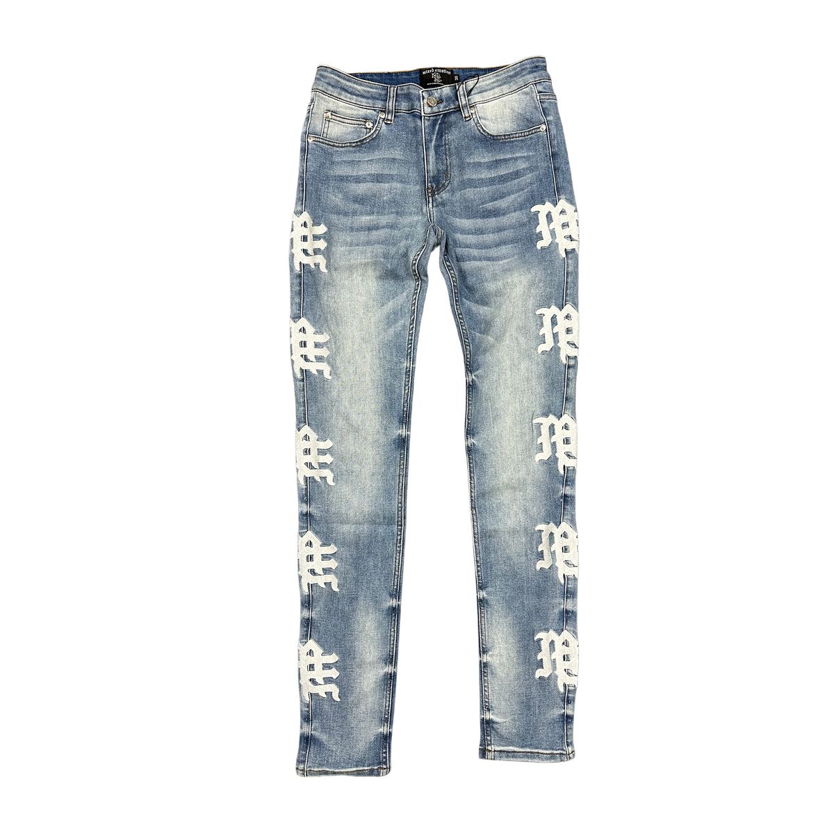 Mixed Emotion Monogram Denim Blue Wash Jeans