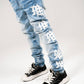 Mixed Emotion Monogram Denim Blue Wash Jeans