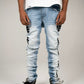 Mixed Emotion  Monogram Denim Light Blue Wash Jeans