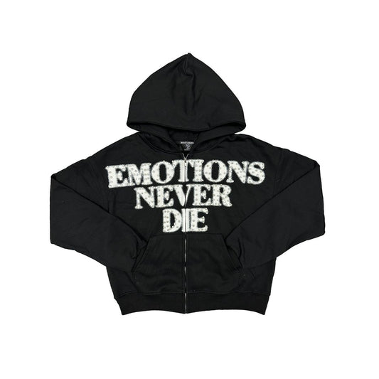 Mixed Emotion Black ‘End’ Rhinestone hoodie