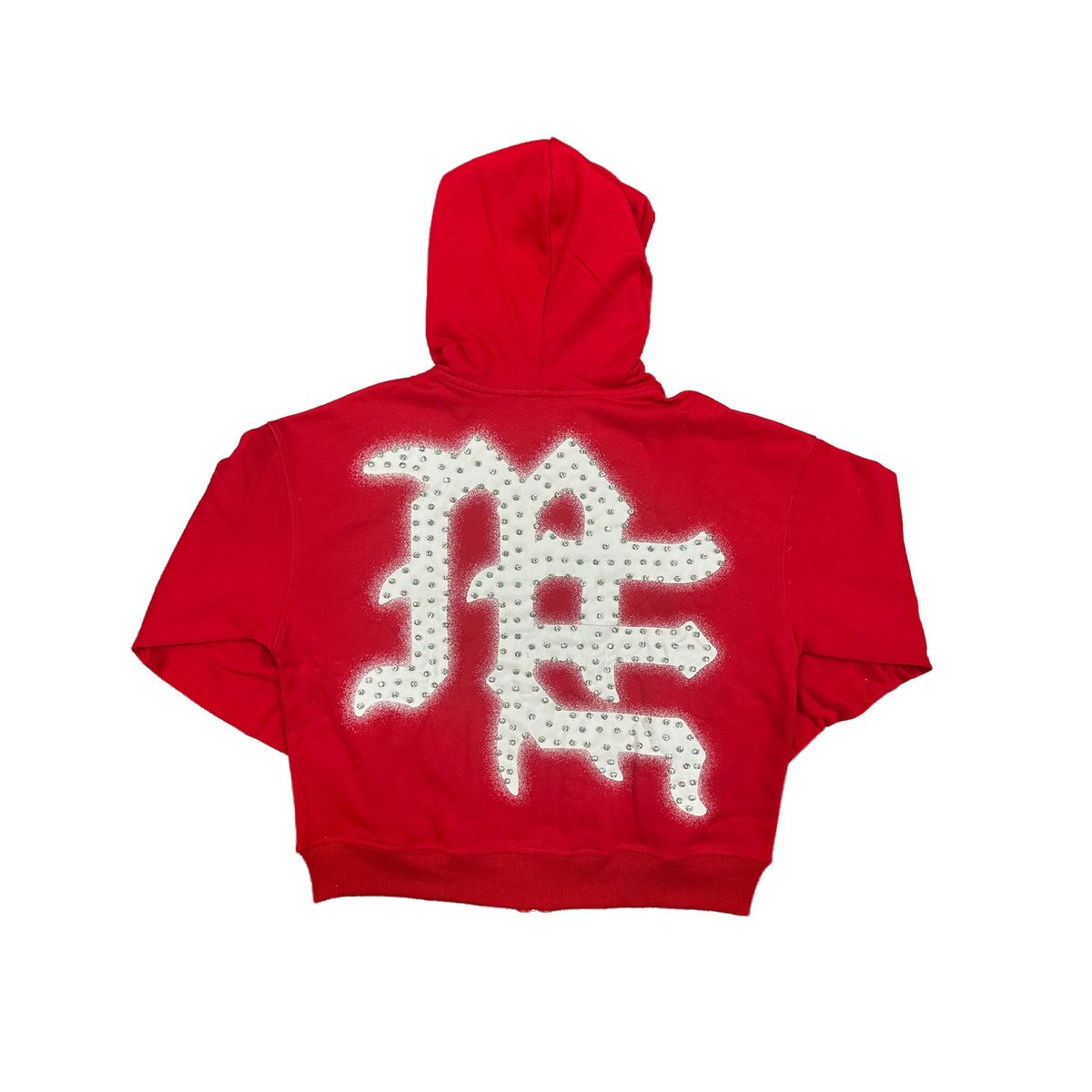 Mixed Emotion  Red ‘End’ Rhinestone hoodie