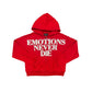 Mixed Emotion  Red ‘End’ Rhinestone hoodie